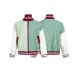 Half high neck knitted sweater color blocked jacquard sweater
