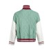 Half high neck knitted sweater color blocked jacquard sweater