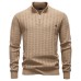 Striped Jacquard Men's Half Zipper Stand up Collar Top