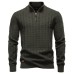 Striped Jacquard Men's Half Zipper Stand up Collar Top