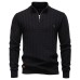 Striped Jacquard Men's Half Zipper Stand up Collar Top