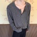 Cleanfit Gray Regular Shoulder Long Sleeve T-Shirt Men Autumn High-End Henley Neck Knit Sweatshirt Inner Layer Underwear