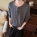 Cleanfit Gray Regular Shoulder Long Sleeve T-Shirt Men Autumn High-End Henley Neck Knit Sweatshirt Inner Layer Underwear