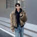Double-sided Wear PU Faux Fur Coat Men Autumn Winter Lined High-end Motorcycle Cotton Jacket  Retro Hooded Jacket