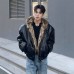 Double-sided Wear PU Faux Fur Coat Men Autumn Winter Lined High-end Motorcycle Cotton Jacket  Retro Hooded Jacket