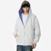 Gray Reversible Hoodie with Plaid PanelingZip-Up Sweatshirt for Men and Women, Retro Streetwear Style Coat