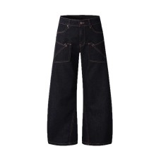 Deconstructed Design Reversible Pocket Curved Knife Jeans Unisex Autumn Winter Loose Casual Baggy Wide Leg Pants