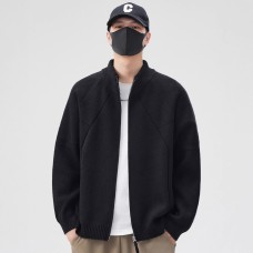 Knitted Cardigan Sweater Men's Spring Autumn Winter Fashion Stylish Solid Color Versatile Casual Loose Outerwear