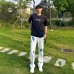 Street Style White Flared Jeans for Men, Autumn Fashion Brand Cross Pendant Pants Slim Fit Straight Leg Tapered Design