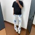 Street Style White Flared Jeans for Men, Autumn Fashion Brand Cross Pendant Pants Slim Fit Straight Leg Tapered Design