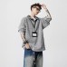 Classic Preppy Style Color-Blocked Shirt Collar Knit Hoodie for Men and Women Autumn American Diagonal Stripe Faux Two-Piece Long Sleeve T-Shirt