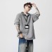 Classic Preppy Style Color-Blocked Shirt Collar Knit Hoodie for Men and Women Autumn American Diagonal Stripe Faux Two-Piece Long Sleeve T-Shirt