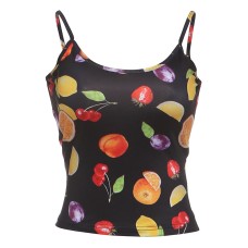 U-neck slim fit backless printed small tank top for women