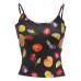U-neck slim fit backless printed small tank top for women