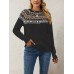 Jacquard retro sweater round neck pullover knit sweater