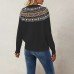 Jacquard retro sweater round neck pullover knit sweater