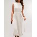 Round neck base knit commuting slit dress for women