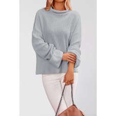 Solid color trumpet sleeve head round neck sweater knitted sweater for women