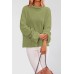 Solid color trumpet sleeve head round neck sweater knitted sweater for women