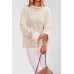 Solid color trumpet sleeve head round neck sweater knitted sweater for women