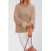 Solid color trumpet sleeve head round neck sweater knitted sweater for women