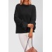 Solid color trumpet sleeve head round neck sweater knitted sweater for women