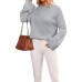 Solid color trumpet sleeve head round neck sweater knitted sweater for women