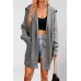 Solid color lapel pocket cardigan with three buttons medium length sweater jacket