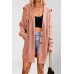 Solid color lapel pocket cardigan with three buttons medium length sweater jacket