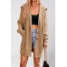 Solid color lapel pocket cardigan with three buttons medium length sweater jacket