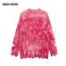 Tie dye ripped knitted sweater