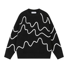 Color blocking line design sweater for men