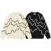 Color blocking line design sweater for men