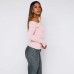 Slim fit slanted neck elastic long sleeved top for women