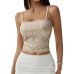 Bare navel and backless sequined camisole top for women