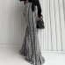 Slim striped mid waist elastic flared casual pants