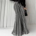 Slim striped mid waist elastic flared casual pants