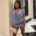 Hip hugging slim fit V-neck long sleeved dress for women
