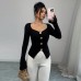 Slim fit elastic irregular antique style top