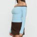 Slim fit exposed navel contrasting one shoulder top for women