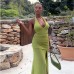 Bareback hanging neck sleeveless dress for women