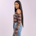 Slanted collar irregular yarn dyed top for women