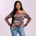 Slanted collar irregular yarn dyed top for women