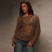 Slanted collar sequin hollowed out top for women Slanted collar sequin hollowed out top for women