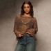 Slanted collar sequin hollowed out top for women Slanted collar sequin hollowed out top for women