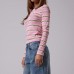 Casual button striped top for women