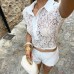 Umbilical Lace Polo Neck Set for Women