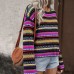 Casual loose color woven striped top for women