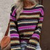 Casual loose color woven striped top for women