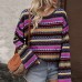 Casual loose color woven striped top for women